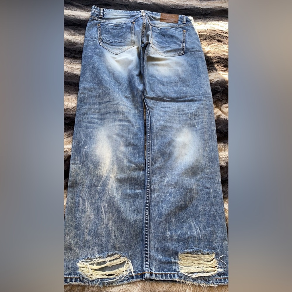 Mens AKOO 36/32 Slim Straight Fit Jeans